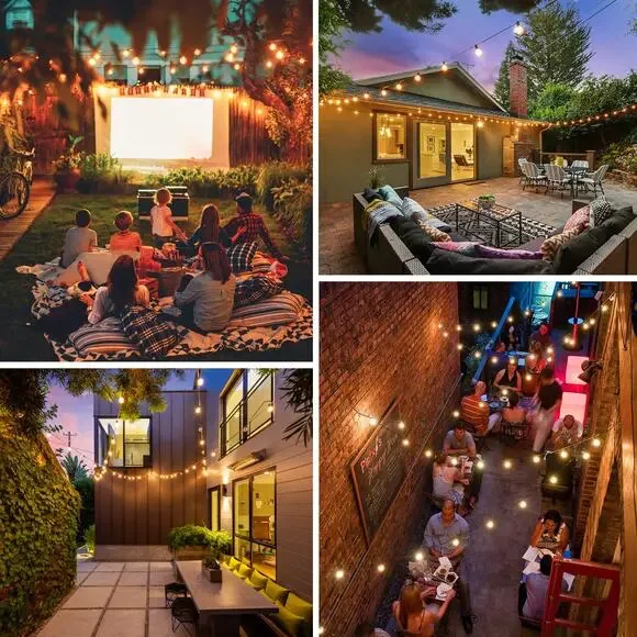 Outdoor G40 LED Globe String Lights 200ft (100feet *2) Waterproof Shatterproof